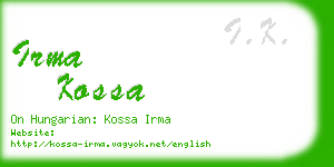 irma kossa business card